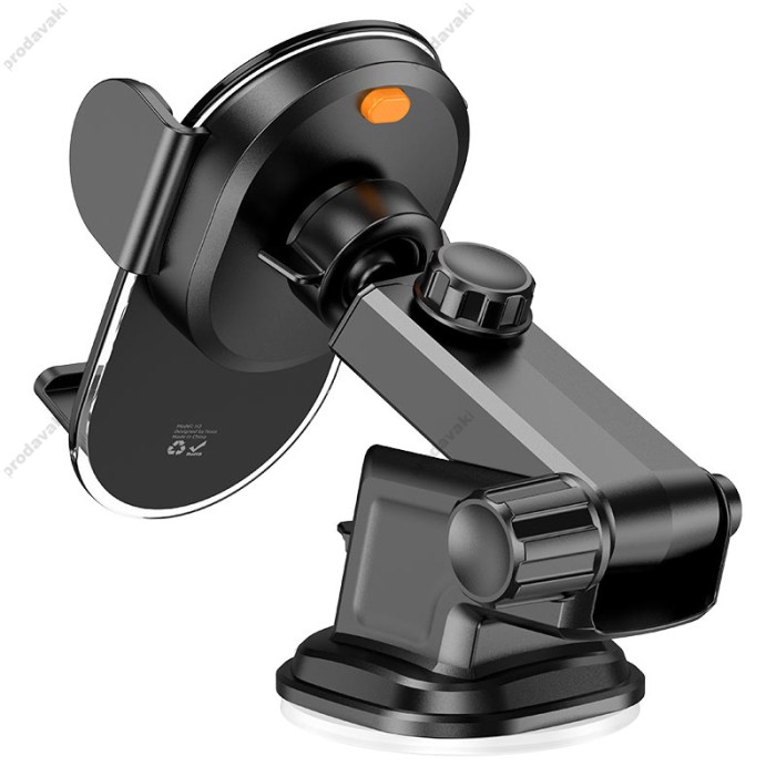 Автомобільний тримач Hoco H3 Shiny press type (center console) dark night Black